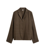 MONOGRAM FLANNEL PJ TOP, Dark Brown