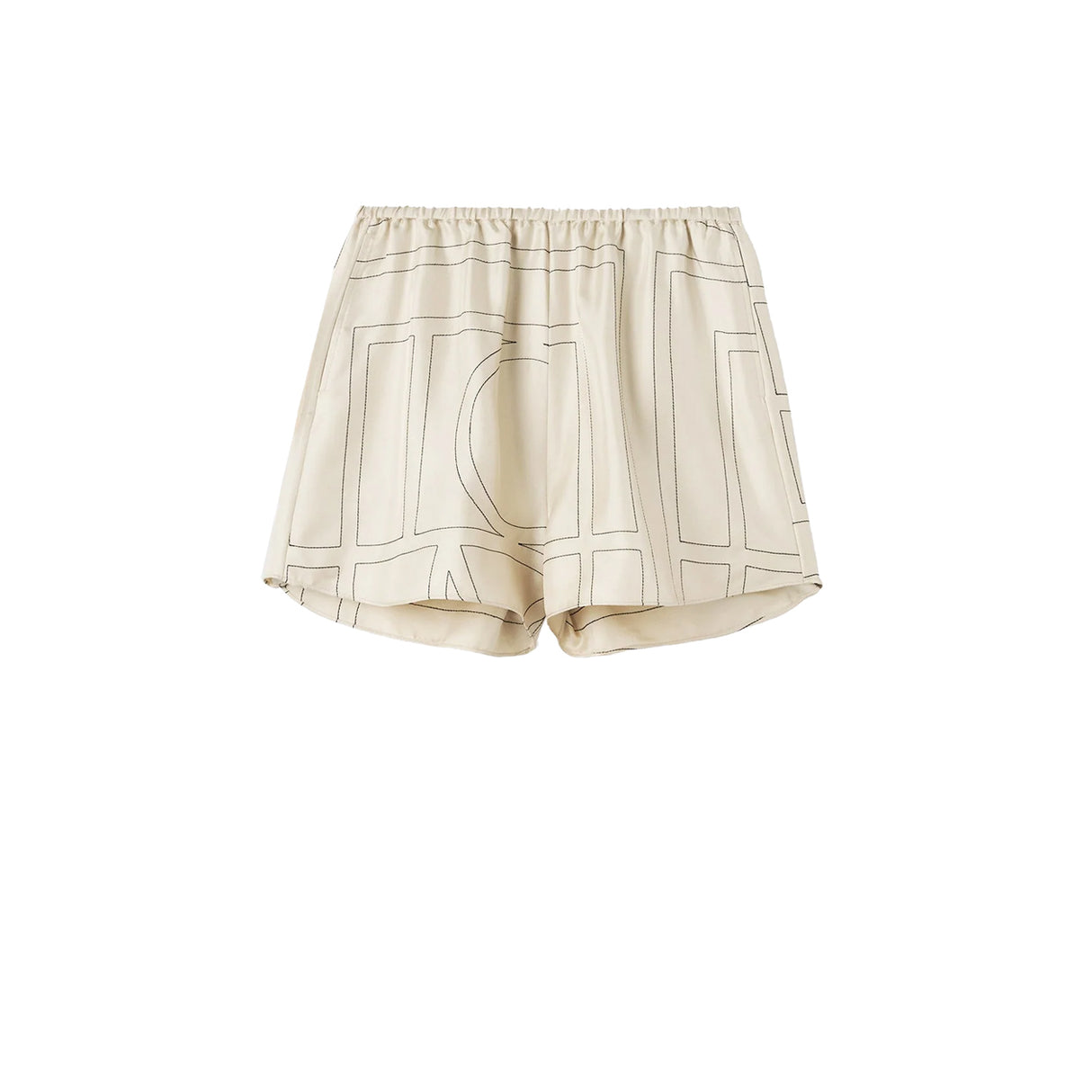 TOTEME MONOGRAM SILK PJ SHORTS, Ivory