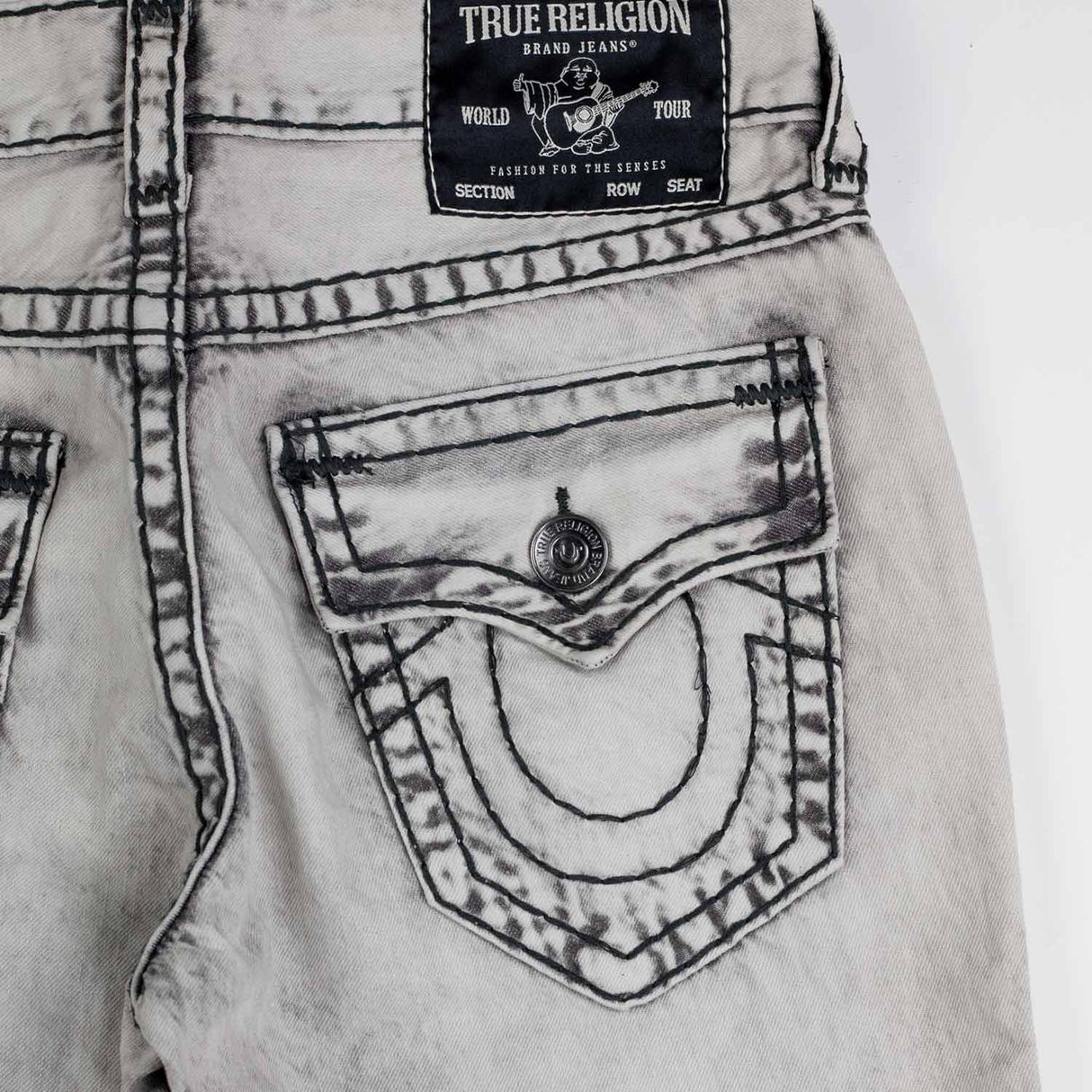 True Religion JOEY SUPER T FLAP FLARE JEAN, Rebel Trail Grey Wash