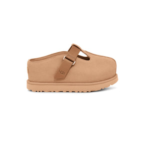 Leather clogs on a white background.