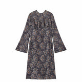 Ganni W0982 MIDI LONGSLEEVE RUFFLE DRESS, Black