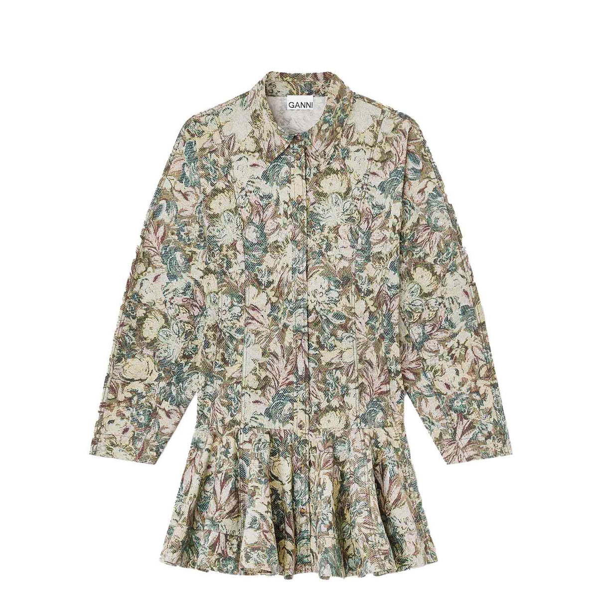 Ganni W1096 BUTTONED MINI DRESS, Jadette