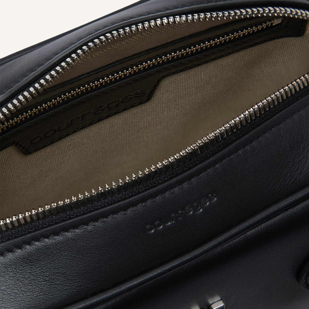 courrèges AC STUD LEATHER BOWLING BAG, Black