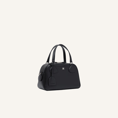 courrèges AC STUD LEATHER BOWLING BAG, Black