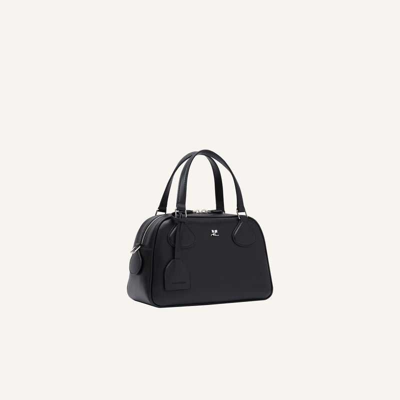 courrèges AC STUD LEATHER BOWLING BAG, Black
