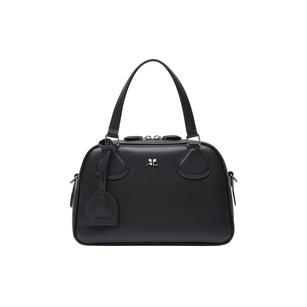 courrèges AC STUD LEATHER BOWLING BAG, Black