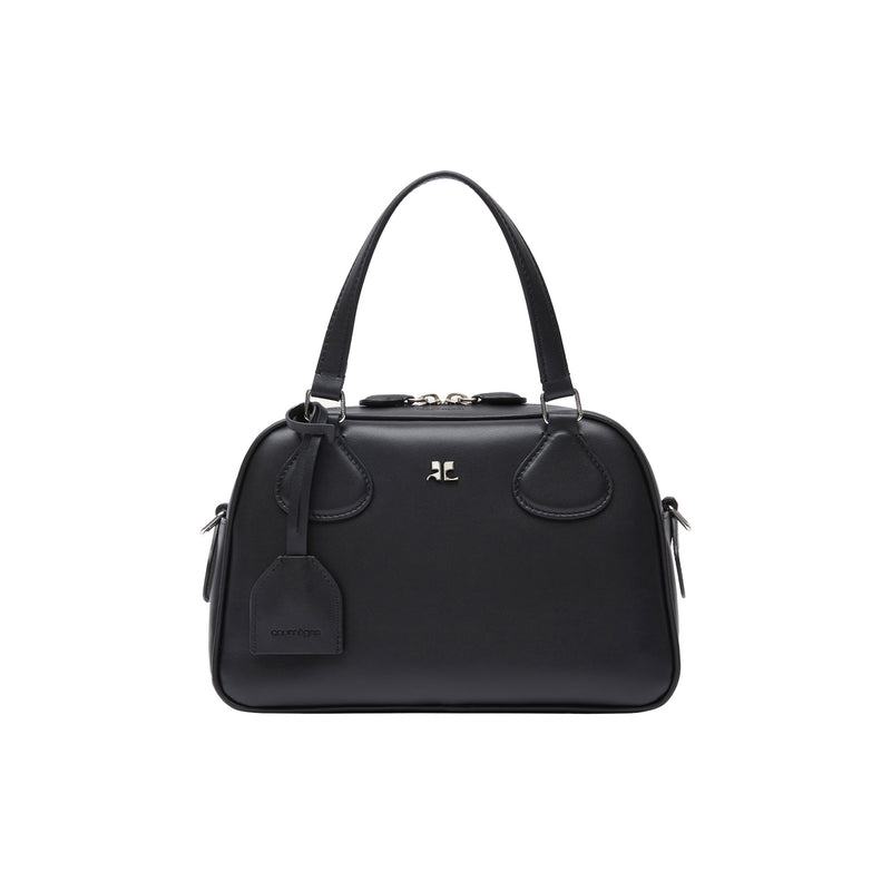 courrèges AC STUD LEATHER BOWLING BAG, Black