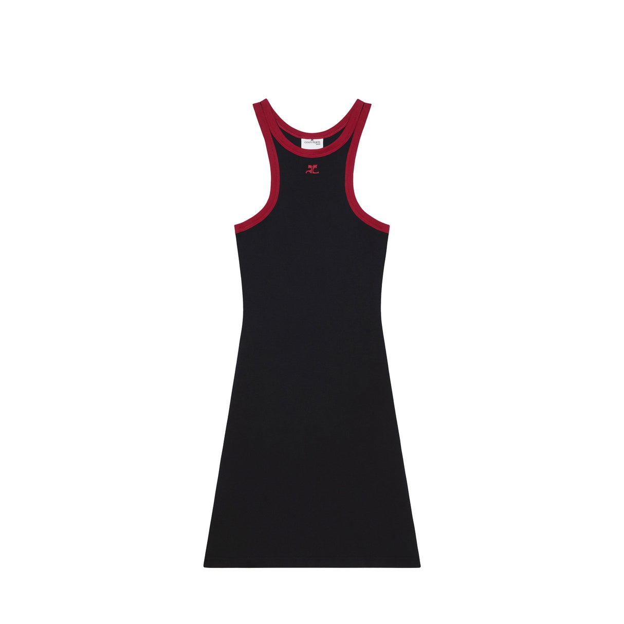 courrèges CONTRAST SCUBA MINI DRESS, Black/Ruby