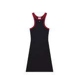 courrèges CONTRAST SCUBA MINI DRESS, Black/Ruby