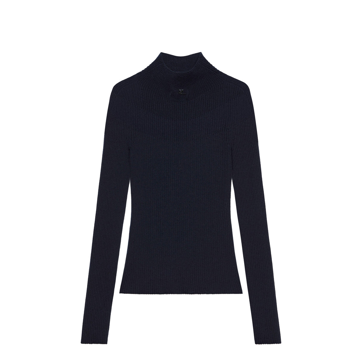 courrèges MOCKNECK LIGHT RIB SWEATER, Navy