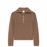 courrèges RIBBED WOOL TRUCKER SWEATER, Mocha