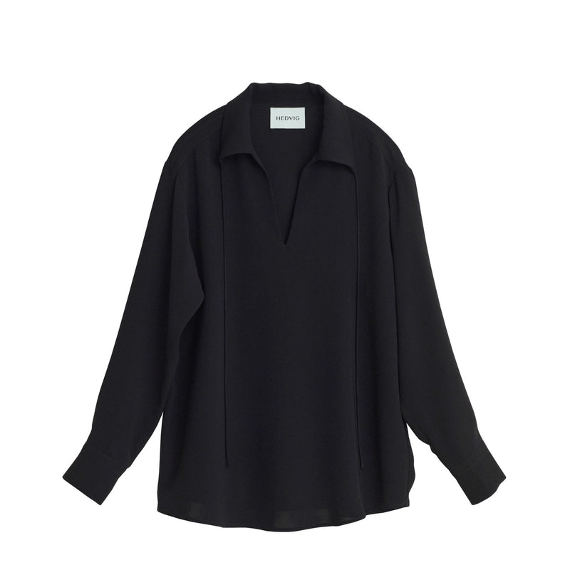 Hedvig STRING COLLAR SHIRT, Black