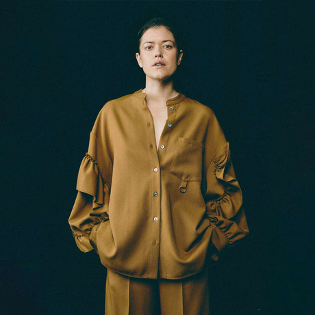 Hedvig PAINTERS PRUNED VOLUME MACARON BLOUSE, Olive