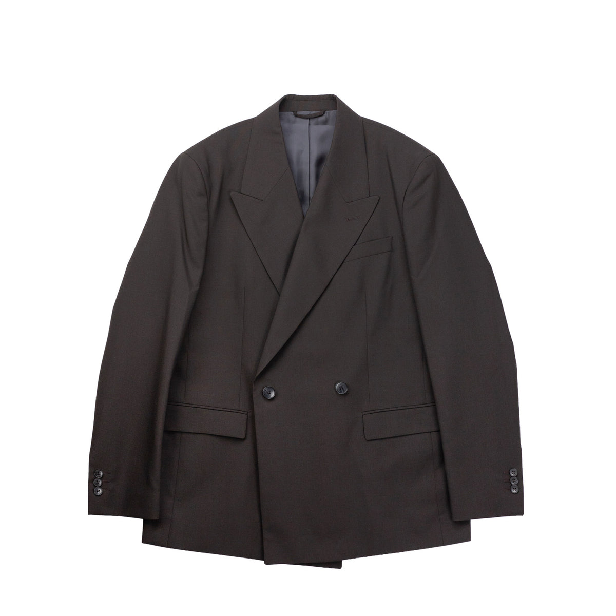mfpen DOUBLE BREASTED BLAZER, Dark Brown Dry Wool