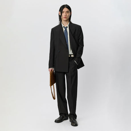 mfpen DOUBLE BREASTED BLAZER, Dark Brown Dry Wool