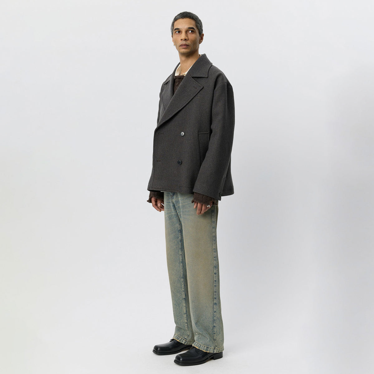 mfpen SENTENCE PEACOAT, Ash Brown Recycled Wool