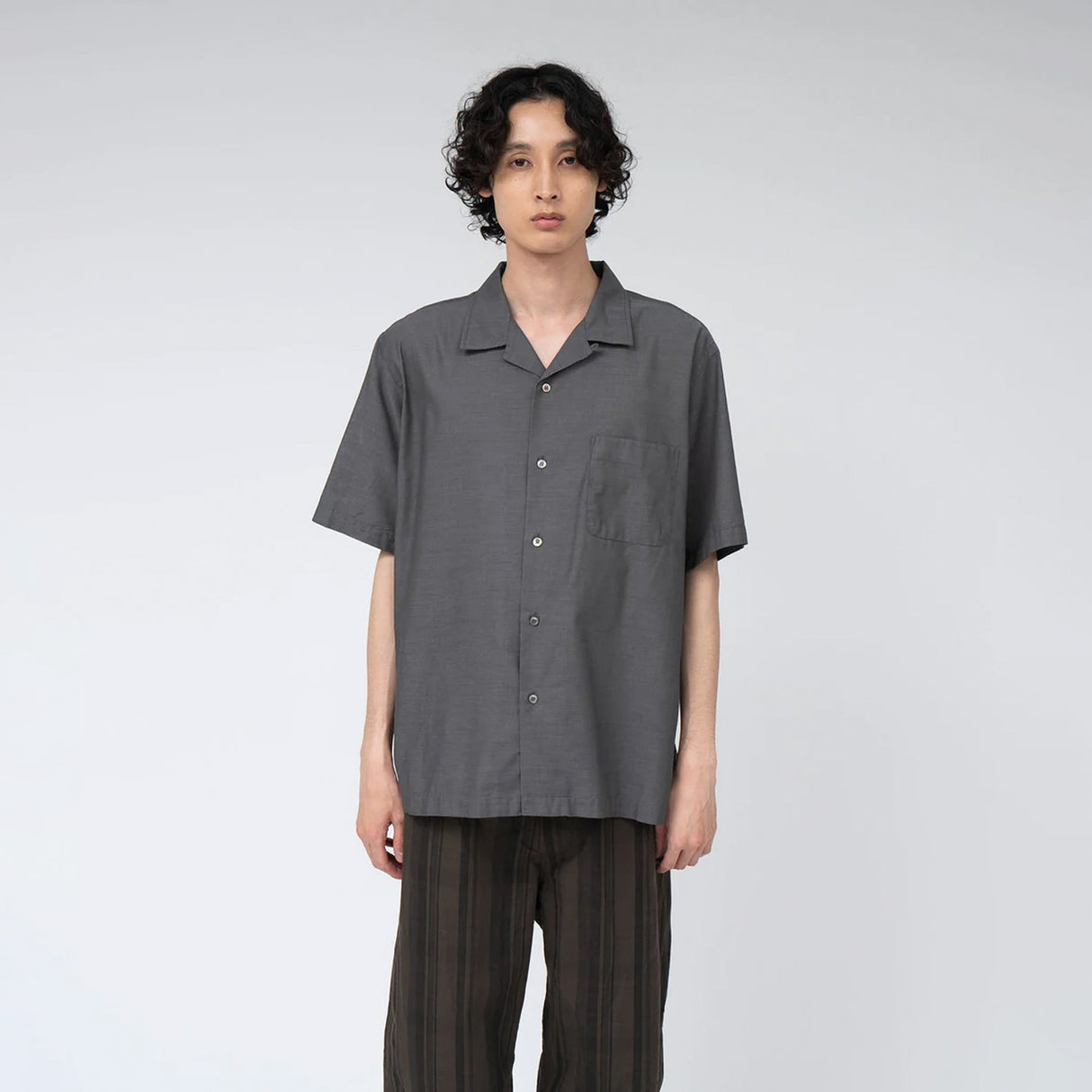 nanamica OPEN COLLAR PANAMA S/S SHIRT, Gray