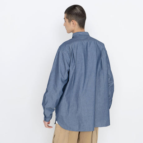nanamica REGULAR COLLAR CHAMBRAY SHIRT, Indigo Bleach
