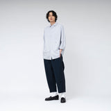 nanamica REGULAR COLLAR STRIPE WIND SHIRT, Sax