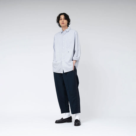 nanamica REGULAR COLLAR STRIPE WIND SHIRT, Sax