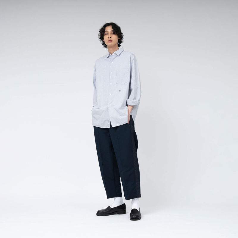 nanamica REGULAR COLLAR STRIPE WIND SHIRT, Sax