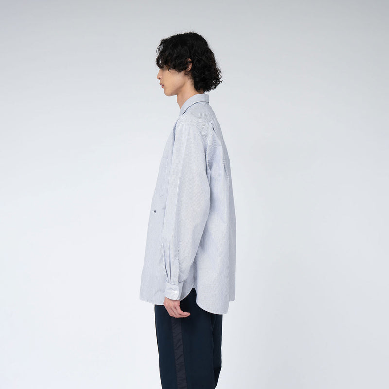 nanamica REGULAR COLLAR STRIPE WIND SHIRT, Sax