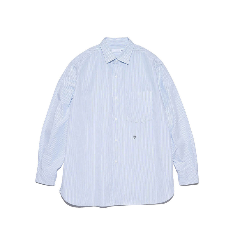 nanamica REGULAR COLLAR STRIPE WIND SHIRT, Sax