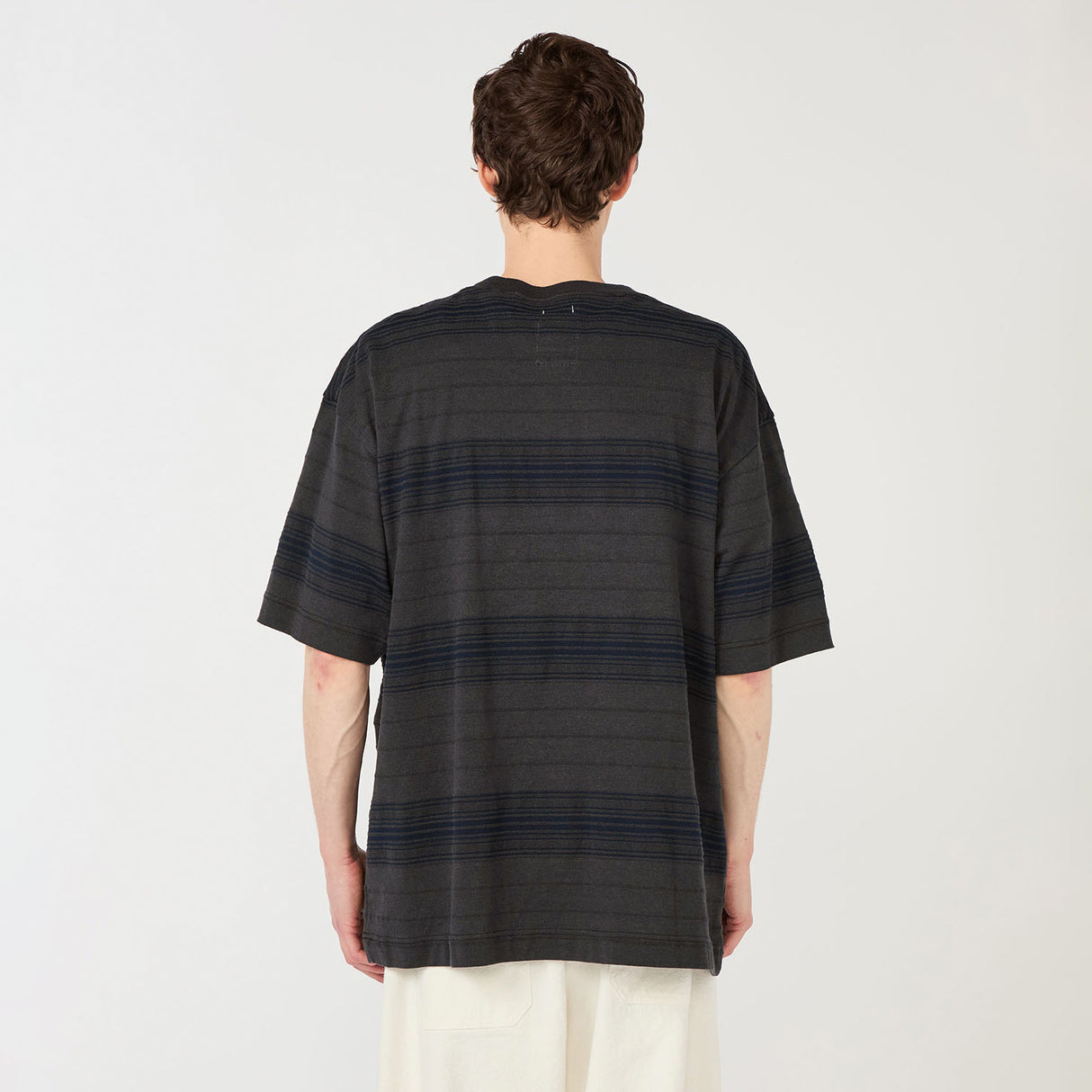 nanamica STRIPE TEE, Charcoal