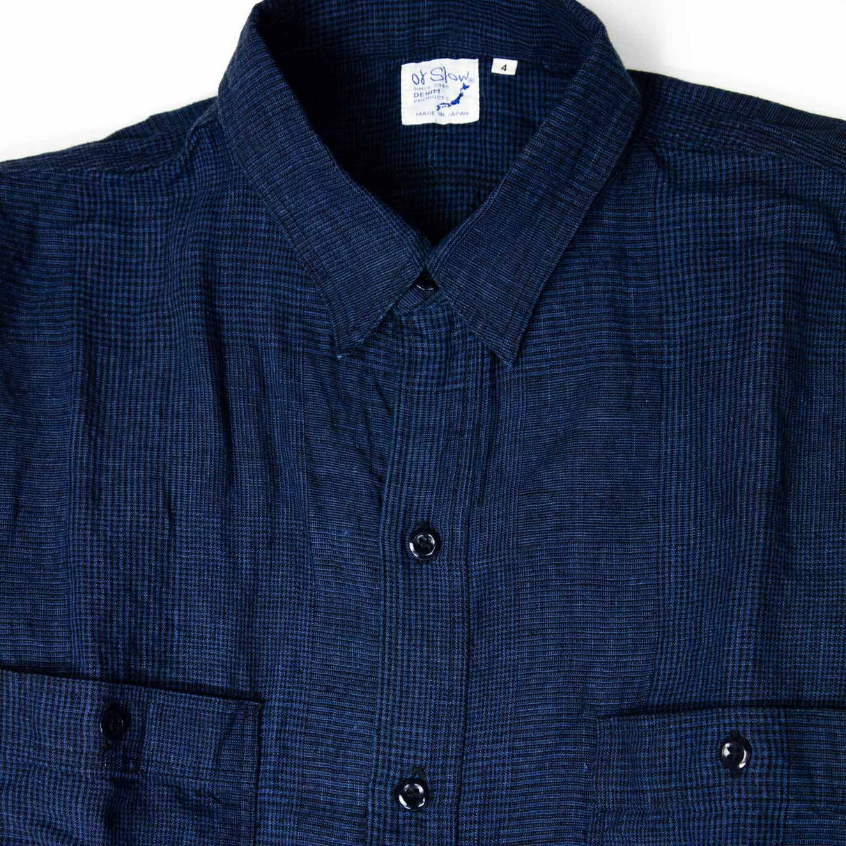 orSlow INDIGO LINEN WORK SHIRT, Indigo Check