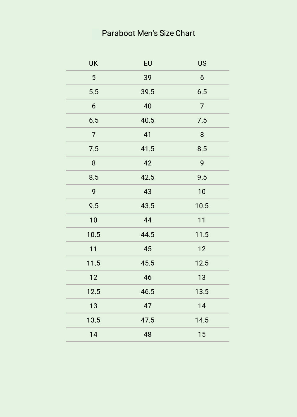 Size guide