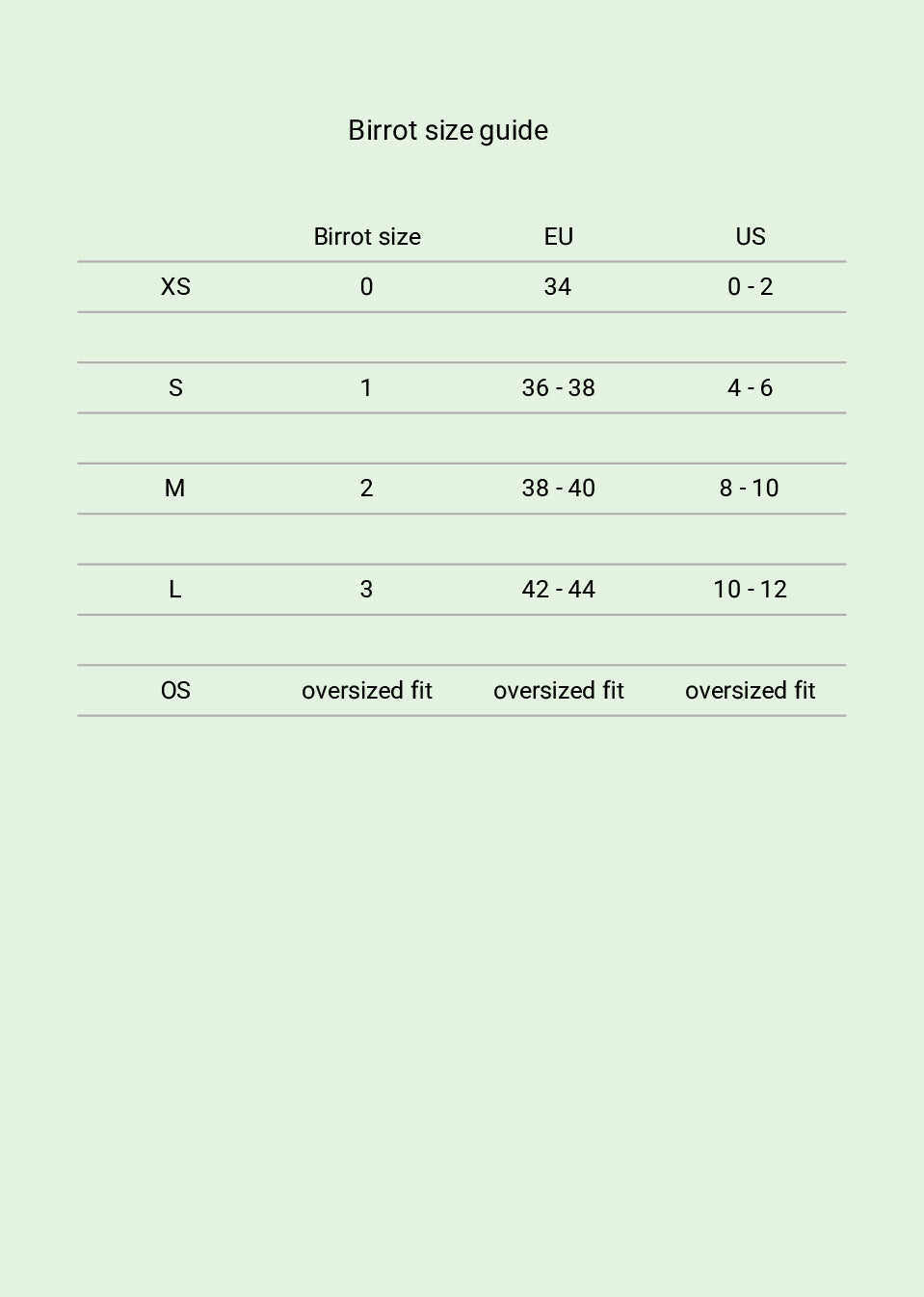 Size guide