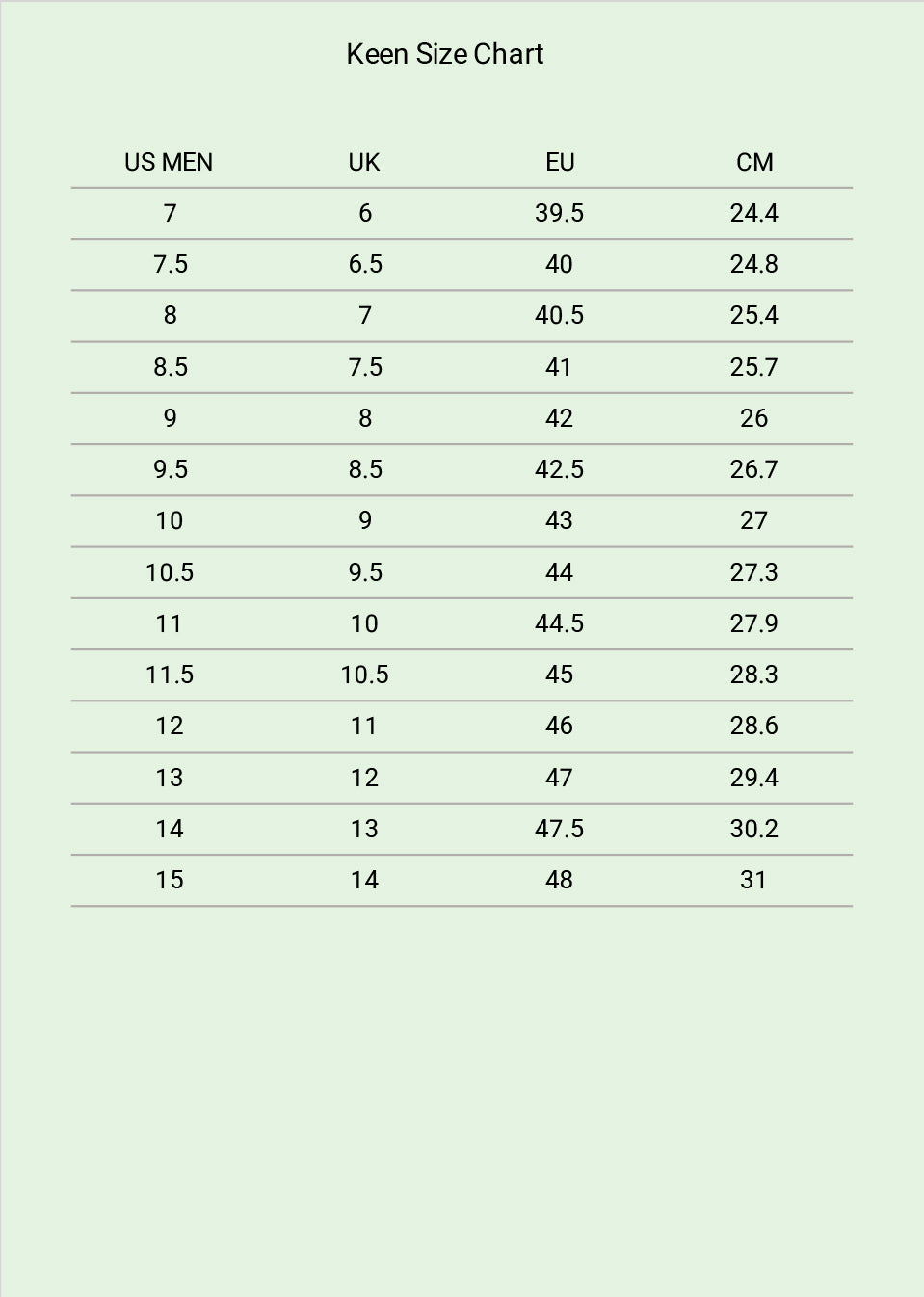 Size guide